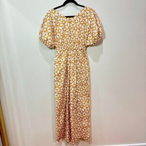 Rebecca Taylor Poplin Floral Wide Leg Jumpsuit Lattice Fleur Size 2 Quiet Luxury